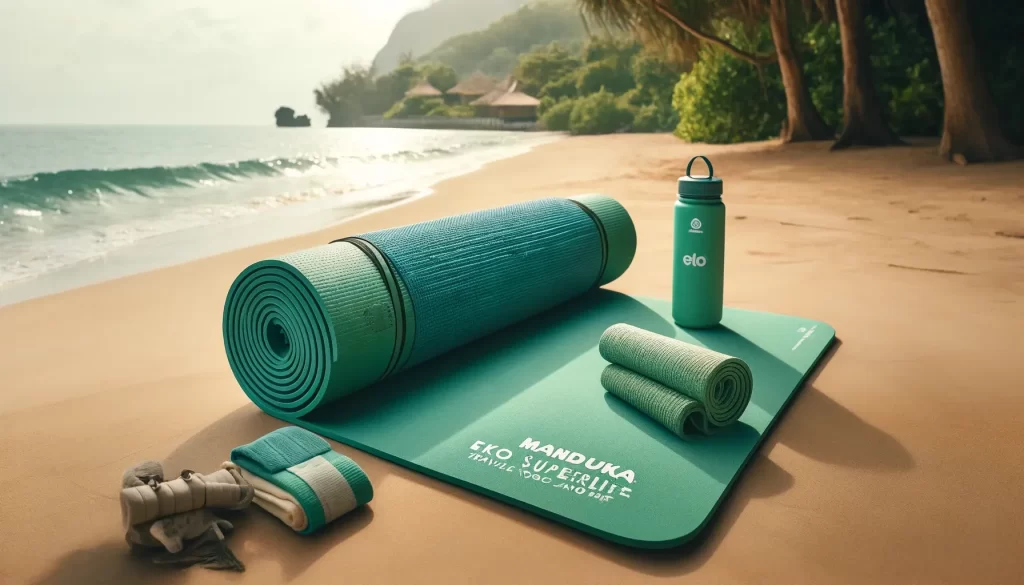 Manduka eKO Superlite Travel Yoga Mat in a serene outdoor setting