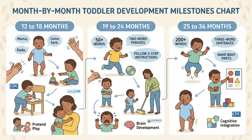 Month-by-Month Toddler Development Milestones Chart