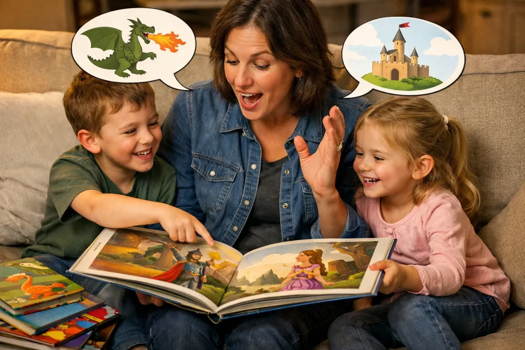 Reading Activities for Kids through storytelling and read-aloud sessions at home.