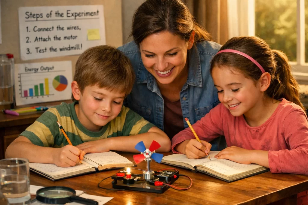 STEM Activities for Kids with parent guidance helping children observe and record science experiments.